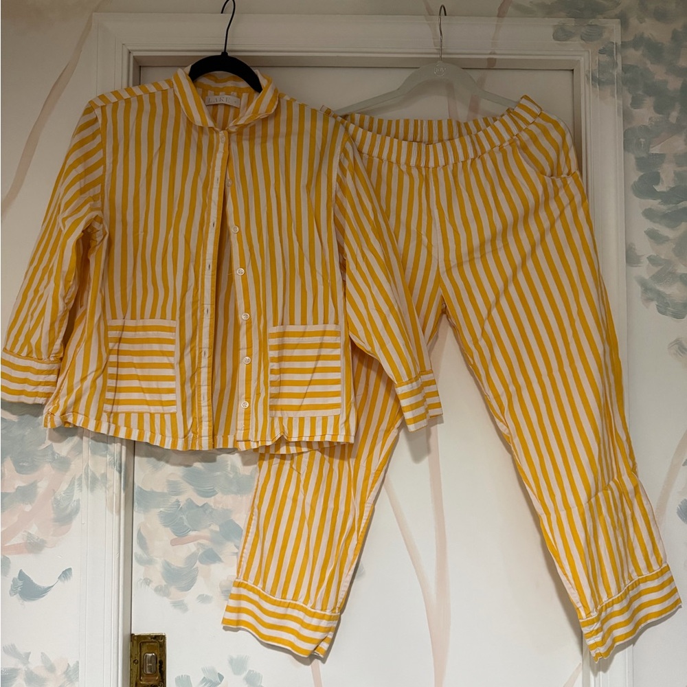 LAKE Yellow Striped Pajama Set